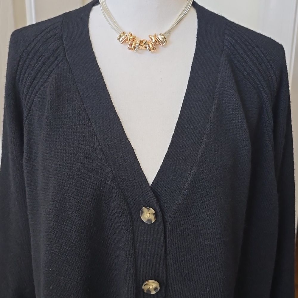 SONOMA BRAND WOMEN'S PLUS SIZE BLACK FRONT BUTTON CARDIGAN SWEATER SIZE 1X
